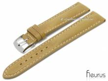 Uhrenarmband 24mm hellbraun Leder Vintage-Look glatt helle Naht von FLEURUS (Schlie&szlig;enansto&szlig; 22 mm)