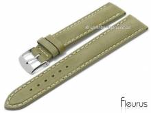 Uhrenarmband 24mm olivgr&uuml;n Leder Vintage-Look glatt helle Naht von FLEURUS (Schlie&szlig;enansto&szlig; 22 mm)