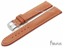 Uhrenarmband 24mm orange Leder Vintage-Look glatt helle Naht von FLEURUS (Schlie&szlig;enansto&szlig; 22 mm)