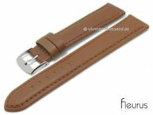 Uhrenarmband Natura Lisse 24mm hellbraun Leder titanium gegerbt abgen&auml;ht von FLEURUS (Schlie&szlig;enansto&szlig; 22 mm)