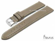 Uhrenarmband Natura Grainee 24mm taupe Leder titanium gegerbt helle Naht von FLEURUS (Schlie&szlig;enansto&szlig; 22 mm)