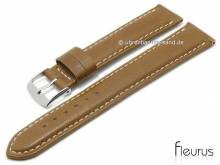 Uhrenarmband Natura Grainee 24mm hellbraun Leder titanium gegerbt helle Naht von FLEURUS (Schlie&szlig;enansto&szlig; 22 mm)