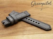GREENPILOT Uhrenarmband handgemacht 24mm grau Leder Vintage-Look Made in Germany (Schlie&szlig;enansto&szlig; 20 mm)