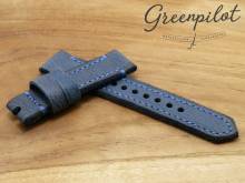 GREENPILOT Uhrenarmband handgemacht 24mm mittelblau Leder Vintage-Look Made in Germany (Schlie&szlig;enansto&szlig; 22 mm)