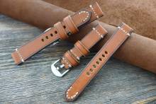 GREENPILOT Uhrenarmband handgemacht 20mm goldbraun Leder Vintage-Look Made in Germany (Schlie&szlig;enansto&szlig; 18 mm)