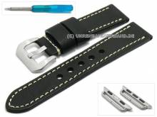 ABVERKAUF: Uhrband 22mm schwarz Leder Vintage-Look mit Adapter 38mm für APPLE Smartwatches GECKOTA (Schließe 20 mm)