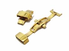 Butterfly-Faltschließe (HeBFS-02) 20mm Edelstahl goldfarben poliert mit Drückern