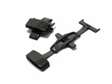 Butterfly-Faltschlie&szlig;e (HeBFS-12) 24mm Edelstahl schwarz poliert mit Dr&uuml;ckern