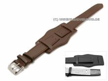 Uhrenarmband 18mm dunkelbraun Fliegerbandoptik mit Lederunterlage (Schließenanstoß 18 mm)