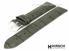 Uhrenarmband (010-28) Duke 22mm grau Leder Alligator-Pr&auml;gung mit EASY-CLICK-Stegen HIRSCH (Schlie&szlig;enansto&szlig; 20 mm)
