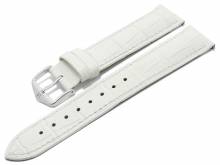 Uhrenarmband (010-28) Duke 20mm weiß Leder Alligator-Prägung mit EASY-CLICK-Stegen HIRSCH (Schließenanstoß 18 mm)