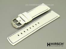 Uhrenarmband Grand Duke 20mm weiß Alligatorprägung dunkelblaue Naht von HIRSCH (Schließenanstoss 18 mm)
