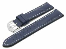 Uhrenarmband (014-75) Heavy Calf 20mm dunkelblau Leder helle Naht EASY-CLICK-Stege HIRSCH (Schließenanstoß 18 mm)