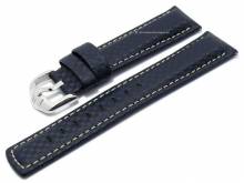 Uhrenarmband (025-92) Carbon 20mm dunkelblau Leder Karbon-Look sportiv EASY-CLICK-Stege HIRSCH (Schließenanstoß 18 mm)