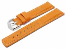 Uhrenarmband (025-92) Carbon 20mm orange Leder Karbon-Look sportiv EASY-CLICK-Stege HIRSCH (Schließenanstoß 18 mm)