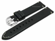 Uhrenarmband (054-02) Ranger 24mm schwarz Leder helle Naht EASY-CLICK-Stege von HIRSCH (Schließenanstoß 24 mm)