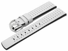 Uhrenarmband (091-50-75) Tiger 20mm weiß Leder/Kautschuk Racing-Look EASY-CLICK-Stege HIRSCH (Schließenanstoß 18 mm)