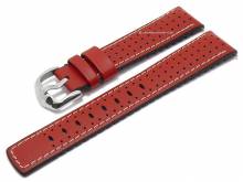 Uhrenarmband (091-50-75) Tiger 20mm rot Leder/Kautschuk Racing-Look EASY-CLICK-Stege HIRSCH (Schließenanstoß 18 mm)