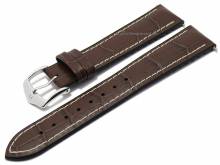 Uhrband (092-51-28) George 22mm dunkelbraun Leder/Kautschuk Allig.-Präg. EasyClick HIRSCH (Schließenanst. 20 mm)