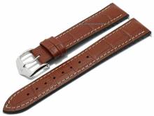 Uhrband (092-51-28) George 22mm hellbraun Leder/Kautschuk Allig.-Präg. EasyClick HIRSCH (Schließenanst. 20 mm)