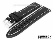 Uhrenarmband (1090-02) Liberty 22mm schwarz Sattelleder helle Naht mit EASY-CLICK-Stegen HIRSCH (Schlie&szlig;enansto&szlig; 20 mm)