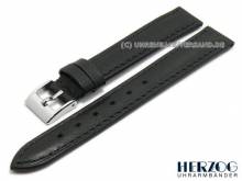 Uhrenarmband Bovine-Rubber 14mm schwarz Leder/Kautschuk abgen&auml;ht von HERZOG (Schlie&szlig;enansto&szlig; 12 mm)