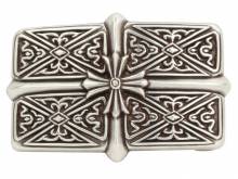 G&uuml;rtelschlie&szlig;e Metall silberfarben Kreuz-Motiv passend f&uuml;r G&uuml;rtelbreite 40 mm
