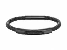 Schmuck-Armband Jersey schwarz Leder/Edelstahl schwarz Magnet-Verschluss von POLICE - Bandl&auml;nge bis ca. 22,5cm