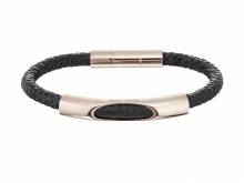 Schmuck-Armband Jersey schwarz Leder/Edelstahl ros�goldfarben Magnet-Verschluss von POLICE - Bandl&auml;nge bis ca. 22,5cm