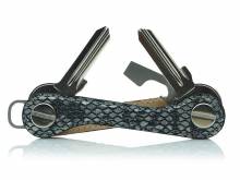 KEYKEEPA Schl&uuml;sselorganizer Leder SNAKE GREY silbergrau/schwarz - Made in Germany