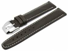 Manufaktur-Uhrenarmband 22mm dunkelbraun HORWEEN ESSEX Leder KUKI-FLEX helle Naht von KUKI (Schließenanstoß 20 mm)