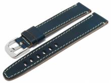 Manufaktur-Uhrenarmband 24mm dunkelblau HORWEEN SHELL CORDOVAN Leder helle Naht von KUKI (Schlie&szlig;enansto&szlig; 20 mm)