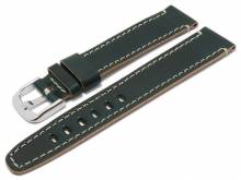 Manufaktur-Uhrenarmband 22mm dunkelgrün HORWEEN SHELL CORDOVAN Leder helle Naht von KUKI (Schließenanstoß 20 mm)