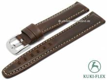 Manufaktur-Uhrenarmband 22mm dunkelbraun HORWEEN CHROMEXCEL Leder KUKI-FLEX helle Naht von KUKI (Schließenanstoß 20 mm)