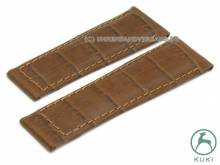 Uhrenarmband 20mm dunkelbraun Leder Alligator-Pr&auml;gung abgen&auml;ht f&uuml;r Rolex Faltschlie&szlig;e KUKI (Schlie&szlig;enansto&szlig; 16 mm)
