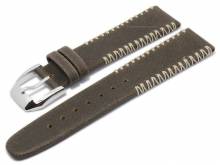 Manufaktur-Uhrenarmband 22mm mittelbraun HORWEEN ROADMASTER Leder helle Ziernaht von KUKI (Schließenanstoß 20 mm)