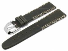 Manufaktur-Uhrenarmband 22mm dunkelbraun HORWEEN ROADMASTER Leder helle Ziernaht von KUKI (Schließenanstoß 20 mm)