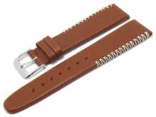 Manufaktur-Uhrenarmband 22mm hellbraun HORWEEN ESSEX Leder vegetabil helle Ziernaht von KUKI (Schließenanstoß 20 mm)