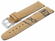 Luxus-Uhrenarmband 22mm hellbraun SHELL CORDOVAN Leder mit HORWEEN-Print & -Prägung KUKI-FLEX (Schließenanstoß 20 mm)