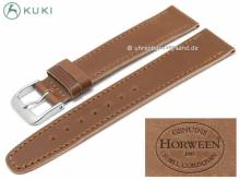 Manufaktur-Uhrenarmband 22mm hellbraun HORWEEN SHELL CORDOVAN Leder glatt abgenäht von KUKI (Schließenanstoß 20 mm)