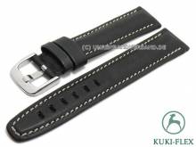 Uhrenarmband 20mm schwarz Leder KUKI-FLEX Patent Vintage-Look von KUKI (Schlie&szlig;enansto&szlig; 18 mm)
