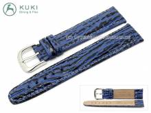 Uhrenarmband 24mm echt Hai STRONG & FLEX dunkelblau abgen&auml;ht von KUKI (Schlie&szlig;enansto&szlig; 20 mm)