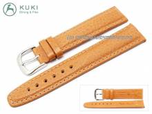 Uhrenarmband 18mm echtes Leder STRONG & FLEX hellbraun abgen&auml;ht von KUKI (Schlie&szlig;enansto&szlig; 18 mm)