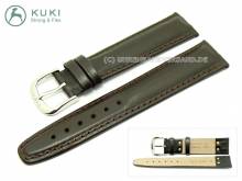Uhrenarmband 24mm STRONG & FLEX dunkelbraun abgen&auml;ht von KUKI (Schlie&szlig;enansto&szlig; 20 mm)
