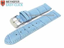 Uhrenarmband Meyhofer EASY-CLICK Marseille 22mm hellblau Alligator-Pr&auml;gung wei&szlig;e Naht (Schlie&szlig;enansto&szlig; 20 mm)
