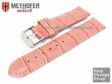 Uhrenarmband Meyhofer EASY-CLICK Marseille 22mm rosa Alligator-Pr&auml;gung wei&szlig;e Naht (Schlie&szlig;enansto&szlig; 20 mm)