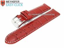 Uhrenarmband Meyhofer EASY-CLICK Marseille 16mm rot Alligator-Pr&auml;gung wei&szlig;e Naht (Schlie&szlig;enansto&szlig; 16 mm)
