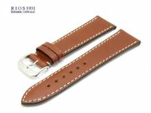 Uhrenarmband Pensa 19mm braun RIOS echt Juchtenleder vegetabil gegerbt glatt weiße Naht (Schließenanstoß 16 mm)