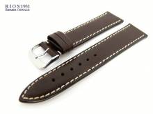 Uhrarmband Pensa 19mm dunkelbraun RIOS echt Juchtenleder vegetabil gegerbt glatt weiße Naht (Schließenanstoß 16 mm)