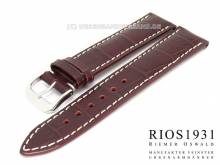 Uhrenarmband New Orleans 20mm bordeaux RIOS Alligatorprägung helle Naht (Schließenanstoß 18 mm)